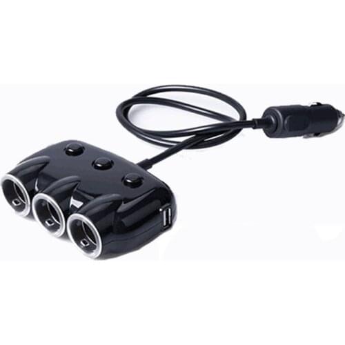 2pcs USB Band Switch Vehicle Cigarette Lighter One Tow Three Mobile Phone Charging Adapter