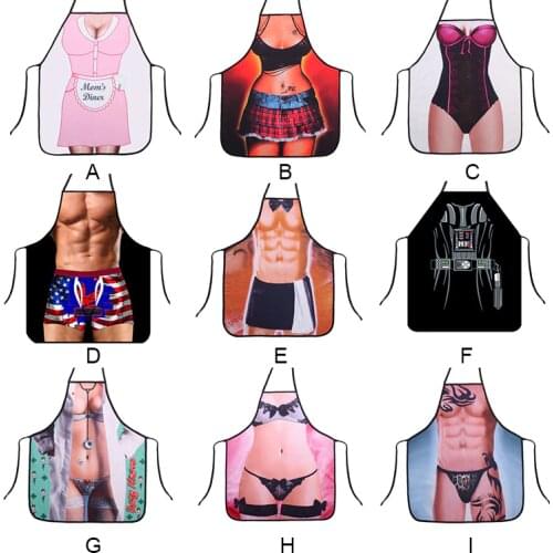 2019 Kitchen Apron Adult Funny Novelty Cotton Man Aprons Women Sexy Cuisine Pinafore Dinner Party Cooking Apron Dropshipping