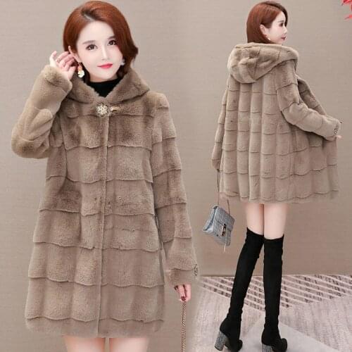 2021 High Quality Women Knitted Mink Fur Coats Long Sleeve Fashion Thick Imitation Mink Jackets Winter Warm Fur Parkas Y56