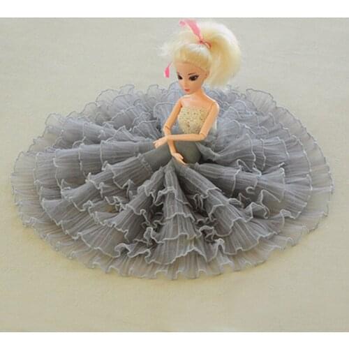 3 meters/lot ruffled tulle trim pink white black grey pleated mesh trim 18cm tutu dress fabric,doll dress fabric, wedding decors