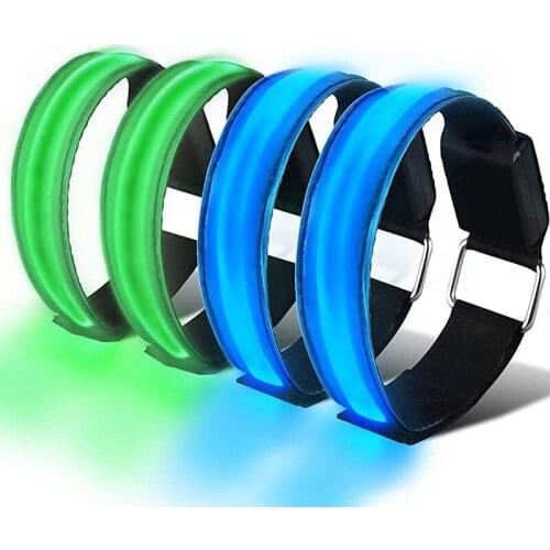 4Pcs LED Armband, Rechargeable LED Armband Reflective Running Gear for Outdoor Activities and Exercise, Running, Walking
