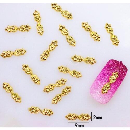 50pcs/pack Japan Korea Alloy Nail Art Gold Jewelry Shape Metal Accessories Decoration for Phototherapy Nail Sticker DIY