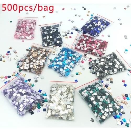 500pcs Square Acrylic Beads Sewing On Strass Crystal Stones For DIY Clothes Jewellery Accessories Sewing Flatback Rhinestones