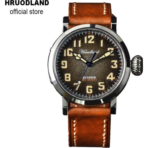 Hruodland Automatic Pilot Dress Men Watches Sapphire Glass 30ATM PT5000 Mov't Mechanical Stainless Steel Dive Wristwatch for Men