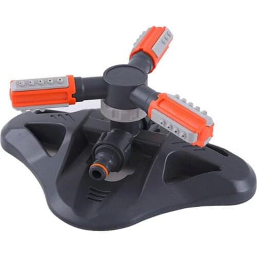 360 Degree Automatic Garden Sprinkler Watering Small Three Fork Sprinkler 3 Nozzle Circle Rotating Irrigation System 10x25cm