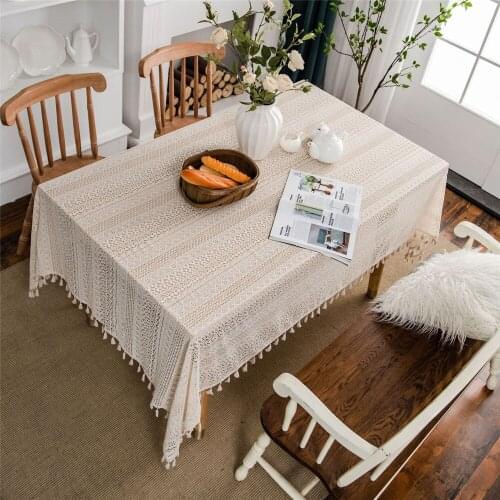 Hollow Decorative Table Cloth Lace Crochet Tablecloth Rectangular Cover Towel Tablecloths Woven Dining Table Cover For Kitchen
