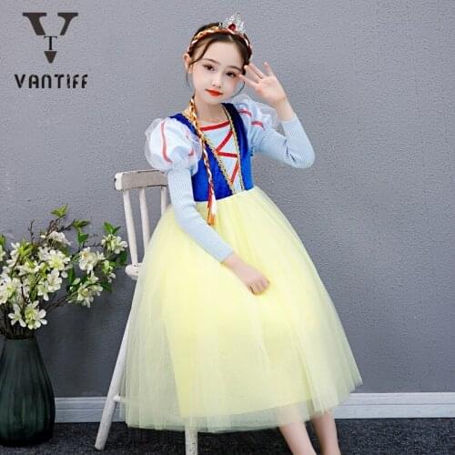 Girl Bubble Sleeve Sweater Princess Dress Autumn Winter Long Sleeve Shawl Dress Halloween Christmas Birthday Party For Girs