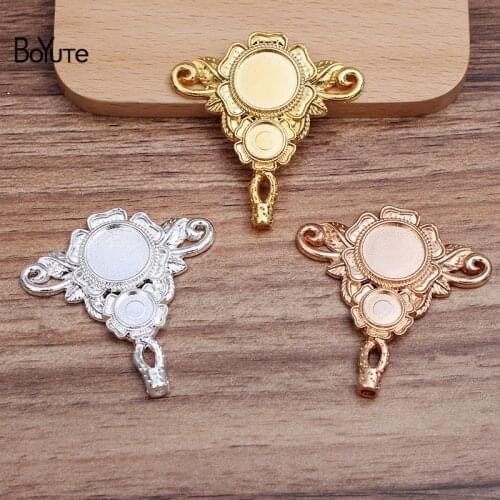 BoYuTe (10 Pieces/Lot) 46*47MM Zinc Alloy Flower Blank Base Antique Hair Accessories Materials for Jewelry Making