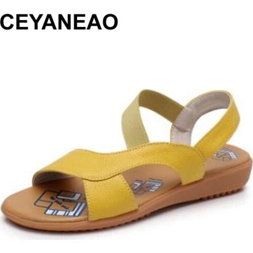 CEYANEAO Summer 2019 plus size 34-43 leather maternity sandals non-slip flat with the students simple Fashion sandalsE1852