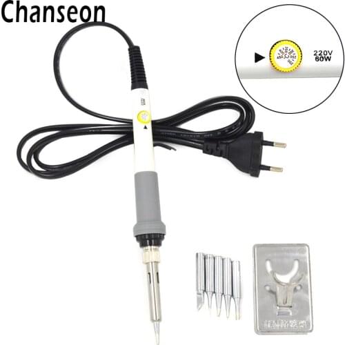 EU Plug 220V 60W Electrical Soldering Iron Adjustable Temperature Soldering Gun Solder Tip Welding Rework Repair Tool Electric