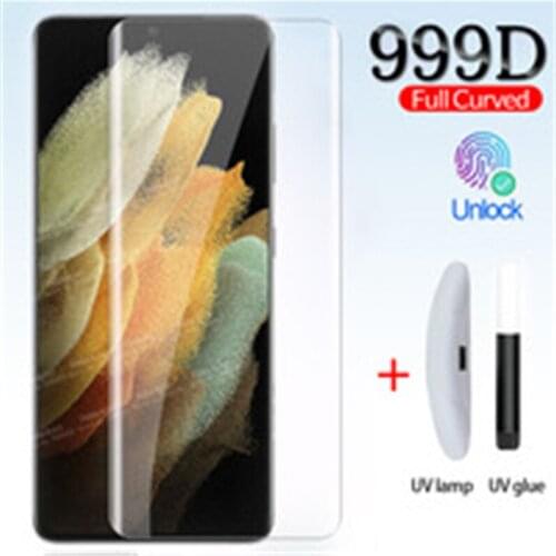 For Samsung S21 Ultra Glass UV Full Glue Curved Tempered Glass For Samsung Galaxy S21 Plus S 21 Screen Protector Protective Film