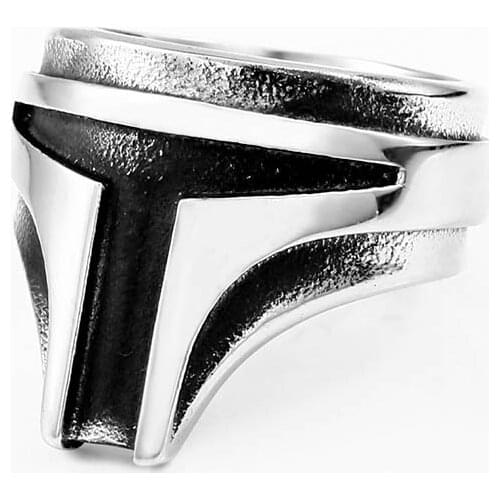 Stainless Steel Movie Star Boba-Fett Helmet Rings Mandolorian Bounty-Hunter Black Knight Metal Punk Jewelry Charm Ring Men Gift