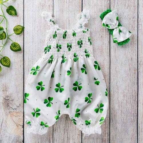 Toddler Baby Boy Girls Romper St. Patricks Day Sleeveless Romper Jumpsuit Clothes St Patricks Day Outfit Newborn Baby Clothes
