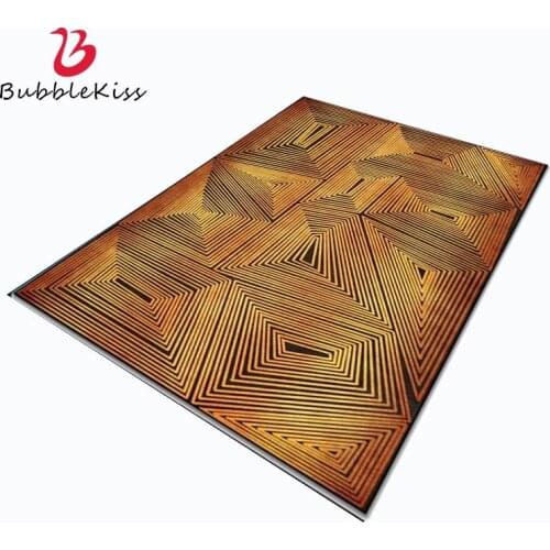 Bubble Kiss Carpet for Bedroom Nordic Style Golden Geometric Lines Pattern Carpet Home Customized Bedroom Rug Non-slip Wholesale