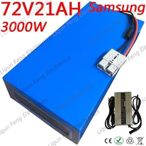 72V Battery 72V 20Ah 18Ah 15Ah 13Ah 10Ah Electric Bike Scooter Lithium Battery for 72V 1000W 2000W 3000W Electric Bike Motor