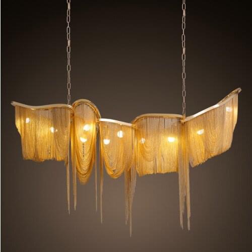 Boat Tassel Chain Pendant Lamp Gold Silver Aluminum Pendant Light Dinning Room Living Room Decor Hotel Bar Home lighting PA0025