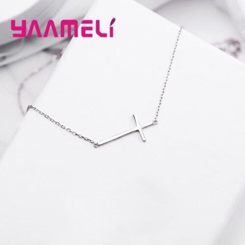 New Arrivals 925 Sterling Silver Cross Necklaces for Women Wedding Jewelry Short Choker Collar Necklaces Statement Jewelry