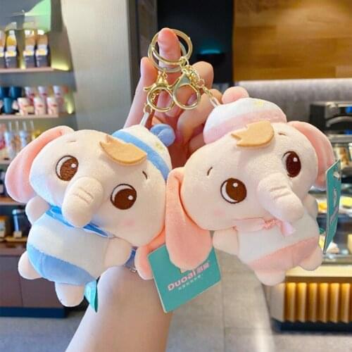 Cute Plush Keychain Baby Elephant Charm Key chain Womens Friends Bag Keychain Accessories Couple Creative Gift Keychain