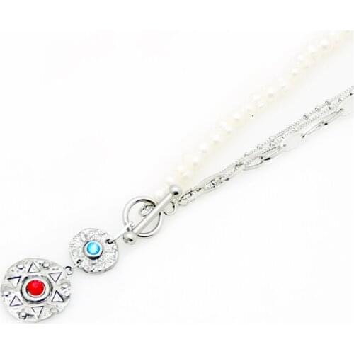 Fashion Chain Pearl Necklace For Women Baroque Pearl Metal Charm Pendants Necklaces For Men And Women Gift