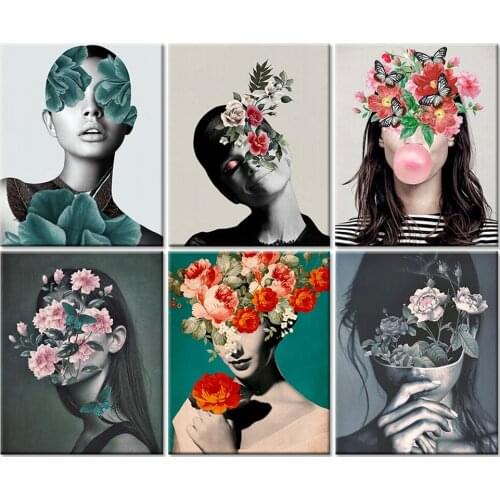 5D DIY Poured Glue Diamond Painting Kits Flower Girl Full Round With AB Drill Handcraft Unique Gift Home Decoration Painting Art