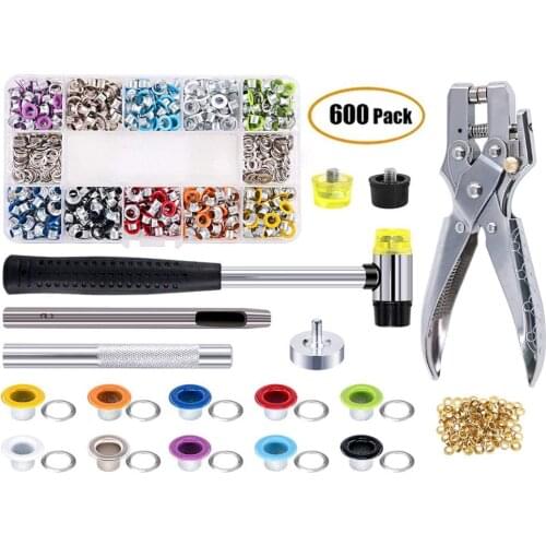 500 Sets Grommet Kit,Grommet Setting Tool Metal Eyelets Set with Install Tool Kit in Storage Box ,Leather Crafts DIY Projects