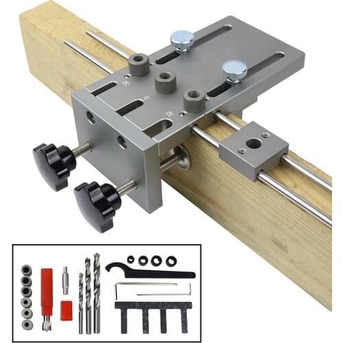 3 In 1 Doweling Jig 6/8/10mm Wood Drilling Guide Locator Adjustable Dowel Jig Kit for Furniture Fast Connecting Position Tools
