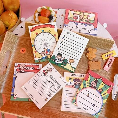 Yisuremia NEW 50 Sheet Kawaii Cute Memo Pads Note Paper Message Daily Weekly Planner Check List Notepad Office School Stationery
