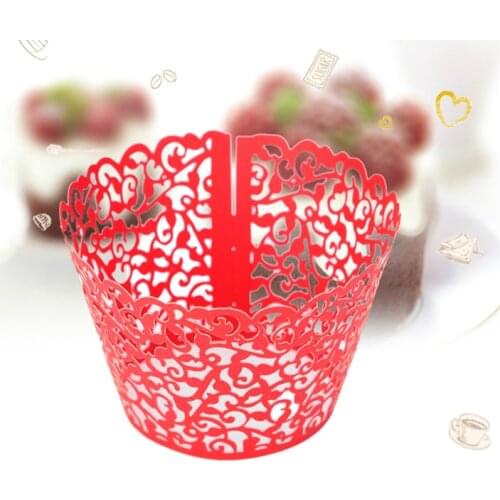 50pcs Laser Cut Cupcake Wrappers Decor Wedding Birthday Party Decoration Baby Shower Wrap