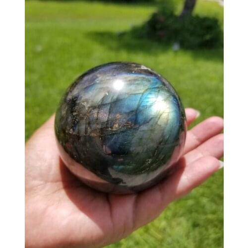 About 70mm beautiful Rare Spectrolite Labradorite Crystal Polished Sphere with good flash wholesale