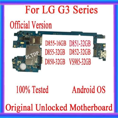 Original unlocked for LG G3 D855 Motherboard with Chips,Complete Logic Boards for LG G3 D852 D851 D850 VS985 Motherboard Plate