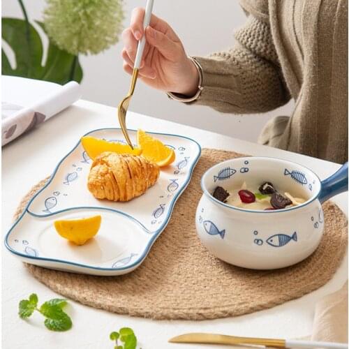 Oatmeal Breakfast Bowl Set Set Dishes Household Combination Japanese Tableware One Person Food Creative Cute Fruit Salad Bowl