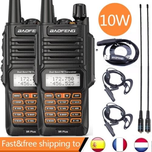 2PCS Baofeng UV-9R Plus 10W IP68 Waterproof Dual Band 136-174/400-520MHz Ham Radio BF-UV9R Walkie Talkie 10KM Range UV-XR