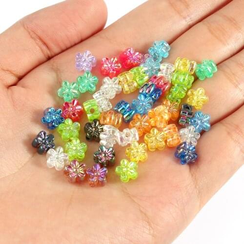 7x4mm Flower Shape Flash Multicolor Acrylic Beads AB Color Loose Beads for DIY Bracelet Jewelry Making Accessories 200pcs/lot