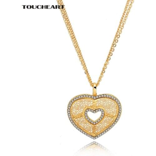 TOUCHEART Gold Charm Statement Long Adjustable Hollow Heart Necklaces Pendants For Women Ethnic Jewelry Necklace Femme SNE150885