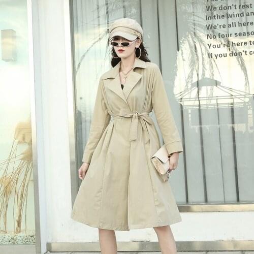Autumn Thin Trench Women Fashion New Full Sleeve Elegant 2020 Autumn Minority Small Fresh Loose Solid Color Coat