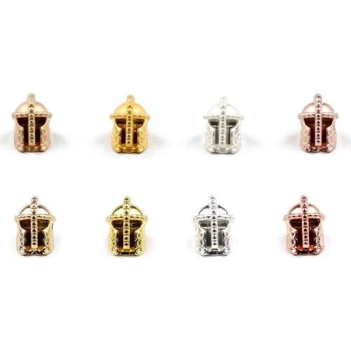 YHBZRET smooth/Matte Spartan Helmet Gold Hematite 8x12mm 4pcs Natural Stone Loose Spacer Beads For Jewelry Making Diy bracelets