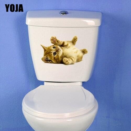 YOJA 23.3*14.5CM Lovely Cat Bedroom Home Decor Modern Toilet Decal Wall Sticker T3-0428