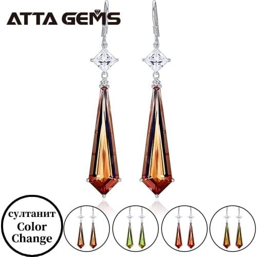 Zultanite Султанит Sterling Silver Wedding Drop Earring Fancy Cut 20 Carats Created Zultanite Меняющий цвет камень Unique Design