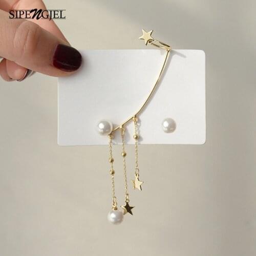 Fashion Pearl Gold Earrings Long Chain Star Earings star tassel earrings For Women Charm Korean Jewelry 2020
