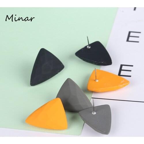 Candy Color Triangular Stud Earrings for Women Tortoiseshell Surface Geometric Earrings Orange Grey Black Woman Accessories