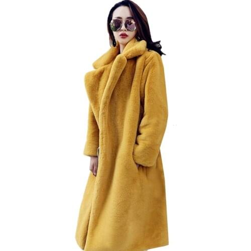 Winter Fashion Imitation Velvet Long Fur Coat New High quality Mink skin Cashmere Outerwear Women Coat Loose Thick Warm Overcoat
