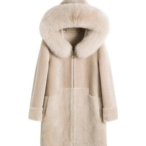 New Winter Commuting Women Keep Warm Coat Imitation Fur Solid Harajuku With Fur Collar Zipper Brown Female Splicing Overcoat