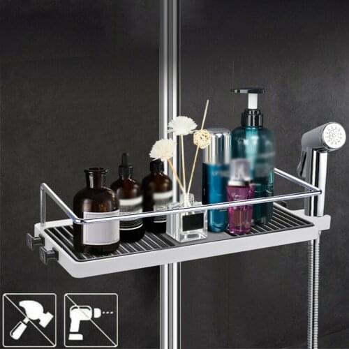 1PC Shower Storage Holder Rack Organizer Bathroom Shelf Shampoo Tray Stand No Drilling Floating Shelf For Wall Household Item