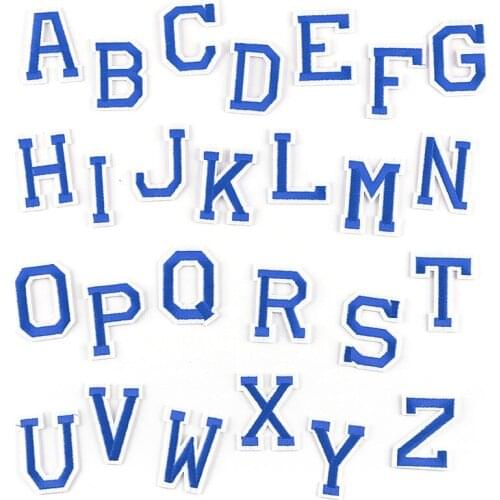 10 same pcs/lot Blue Embroidered Alphabet Letters Clothes Patch