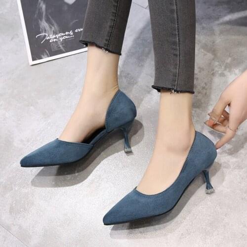 2020 Fashion New Pumps Women High Heel Frosted Leather Womens Fine Womens Shoes New Pointed Wild Basis Office Shoes W37-49