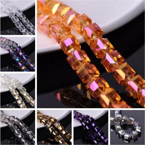 4# Cube Square Faceted Czech Crystal Glass 14mm Loose Crafts Beads Wholesale Lot For Jewelry Making DIY