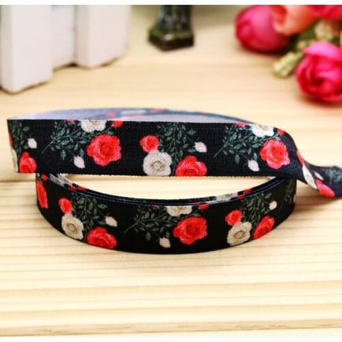 5/8'' Free shipping Fold Elastic flowers printed headband headwear hairband diy decoration wholesale OEM H5318
