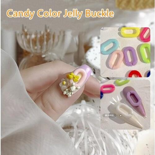 50PCS Mix Color Japanese Jelly Buckle Lovely Nail Charms Ornaments Fashion Manicure Accessories For Nail Decoration