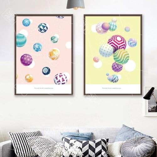 Abstract Minimalist Colorful Ball Canvas Painting Cartoon Kids Room Decor Wall Art Picture for Living Room Posters And Prints