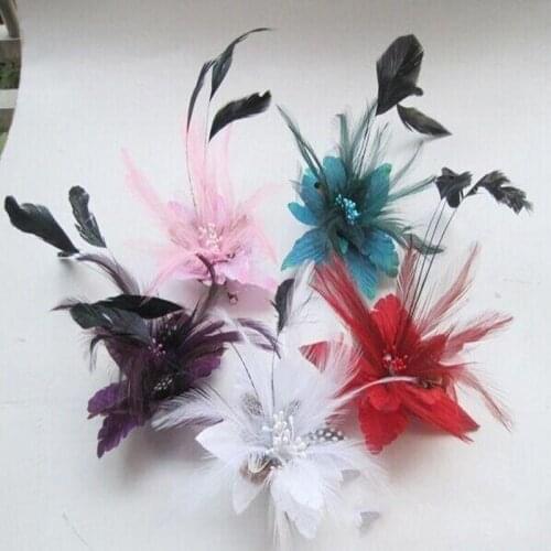 Bridal hair accessories Feather Corsage hairwear headpiece Hair Clips pin Fascinator brooch Flower Corsage Brooch Pin Hair Band
